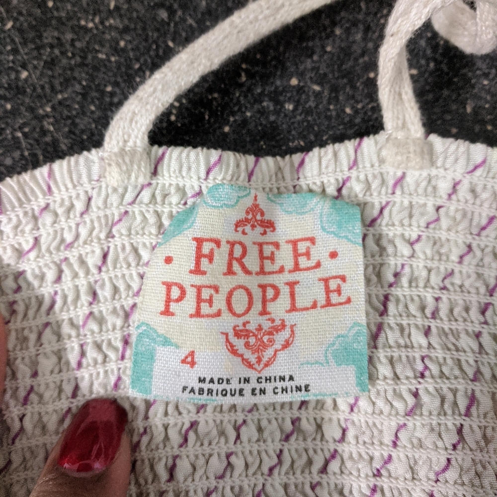 Free People Cream Floral Embroidered Strappy Tank - Picture 5 of 5